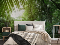 Fototapete mit grünem Dschungel im Schlafzimmer