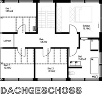 Sonnleitner Holzbauwerke - Kundenhaus Augsburg - Grundriss Dachgeschoss Sonnleitner Holzbauwerke - Kundenhaus Augsburg - Grundriss Dachgeschoss