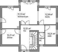 Ytong Bausatzhaus GmbH  - Einfamilienhaus EFH 151 - Grundriss EG