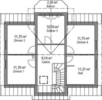 Ytong Bausatzhaus GmbH  - Einfamilienhaus EFH 151 - Grundriss OG